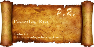 Pacsolay Ria névjegykártya